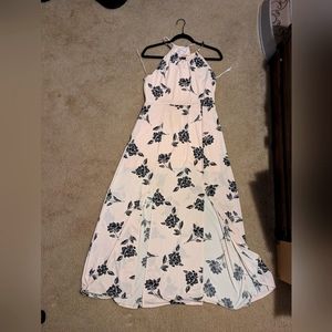 Pink black floral dress